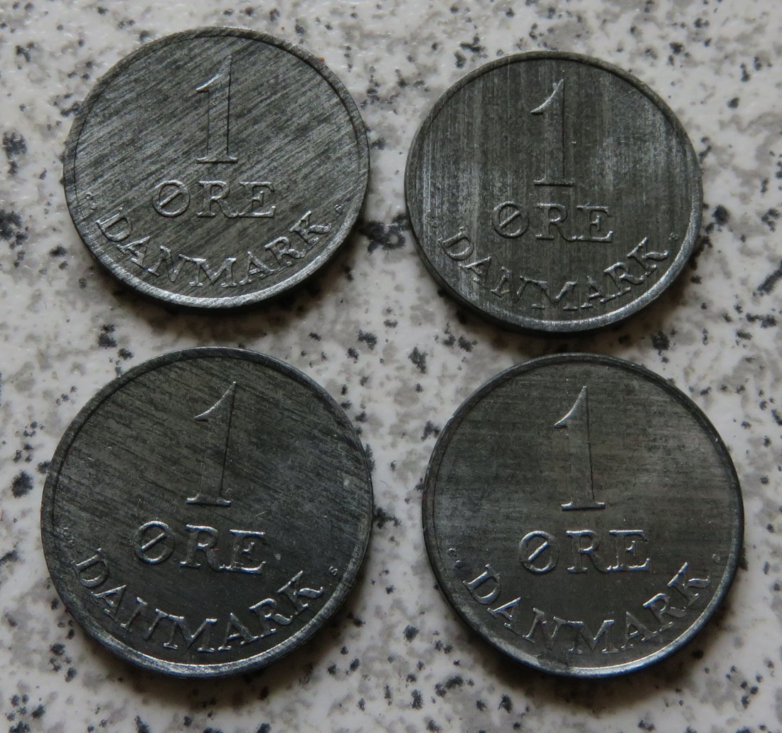  Dänemark 1 Öre 1964, 1965, 1966 und 1967, besser   