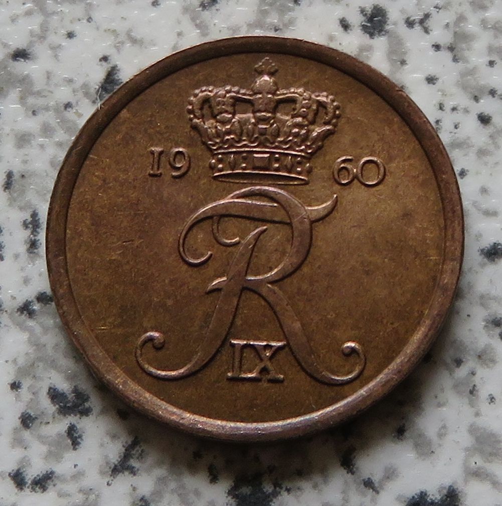  Dänemark 1 Öre 1960, nie in Umlauf gebracht   