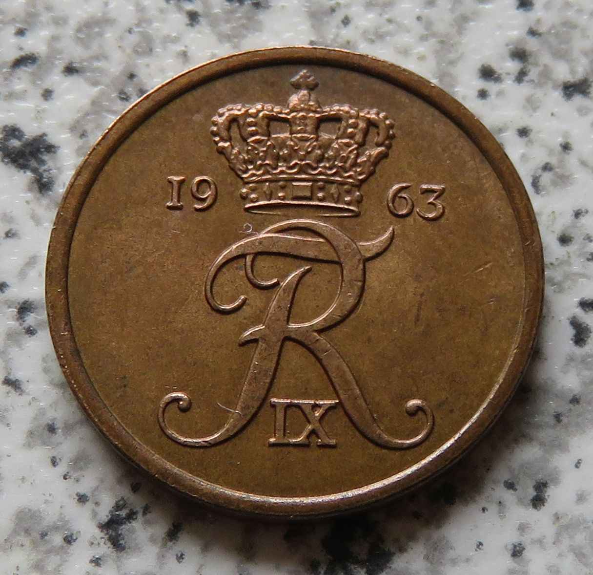  Dänemark 1 Öre 1963, nie in Umlauf gebracht   