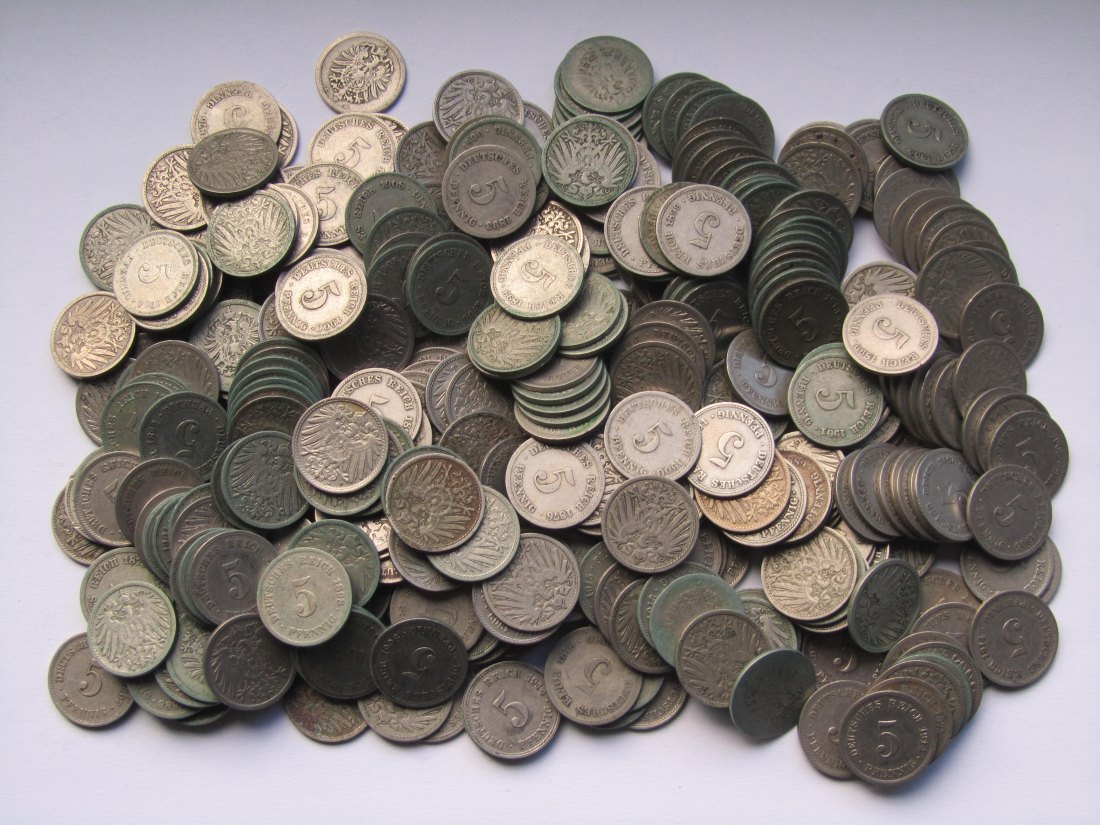  Kaiserreich: 350 x 5 Pfennig (Jaeger 3 + 12)   