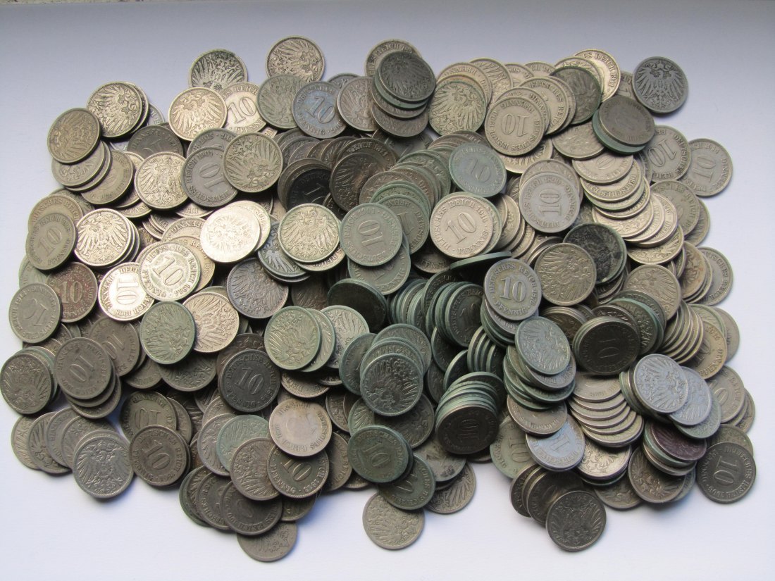  Kaiserreich: 500 x 10 Pfennig (Jaeger 4 + 13)   
