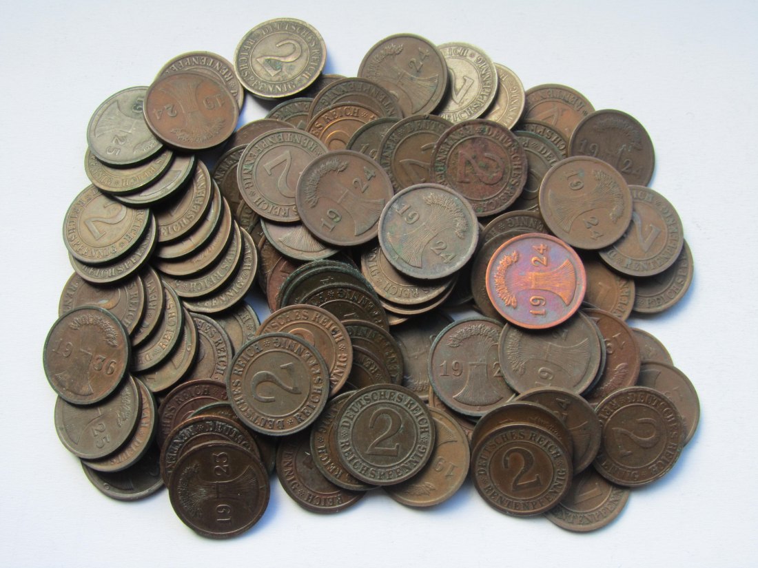  Weimarer Republik: 100 x 2 Pfennig (Jaeger 307 + 314)   