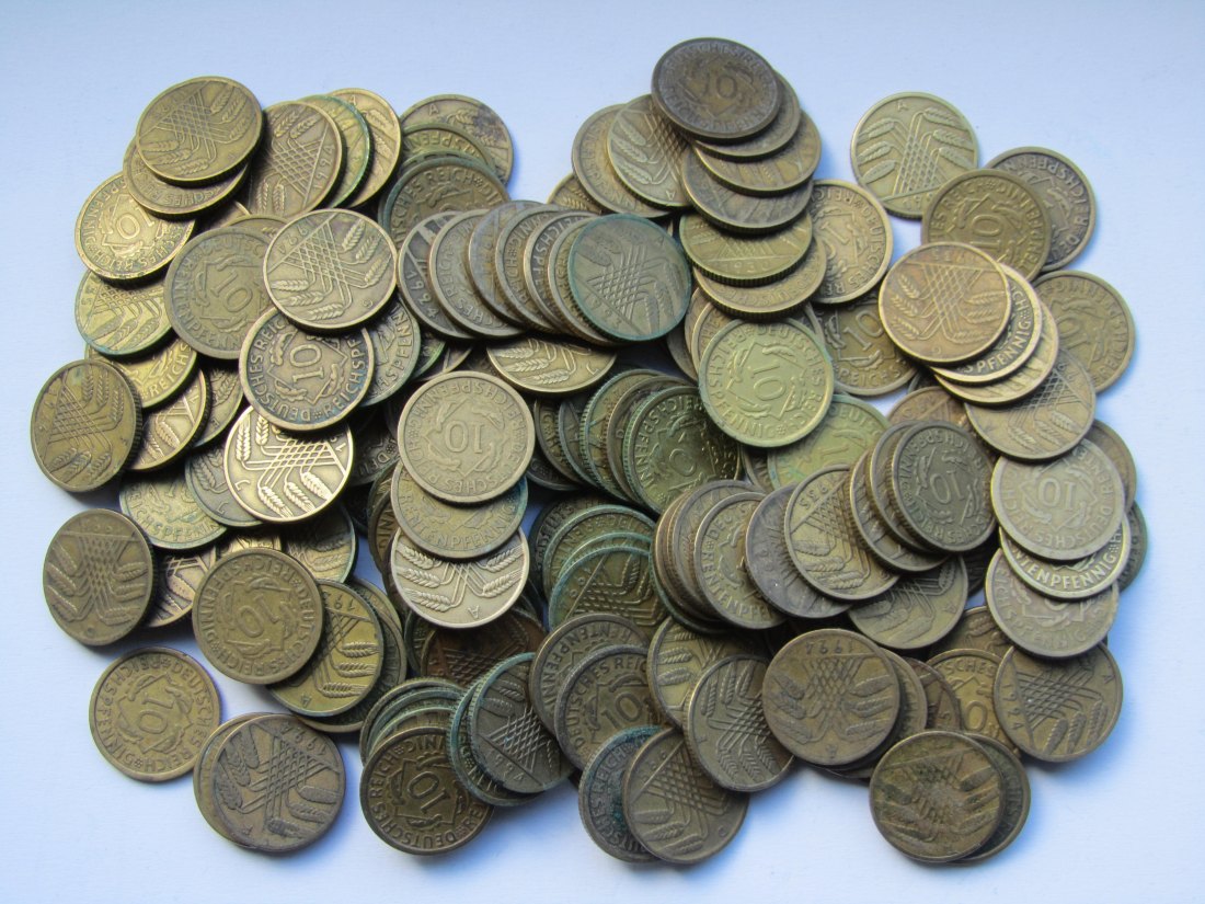  Weimarer Republik: 150 x 10 Pfennig (Jaeger 309 + 317)   