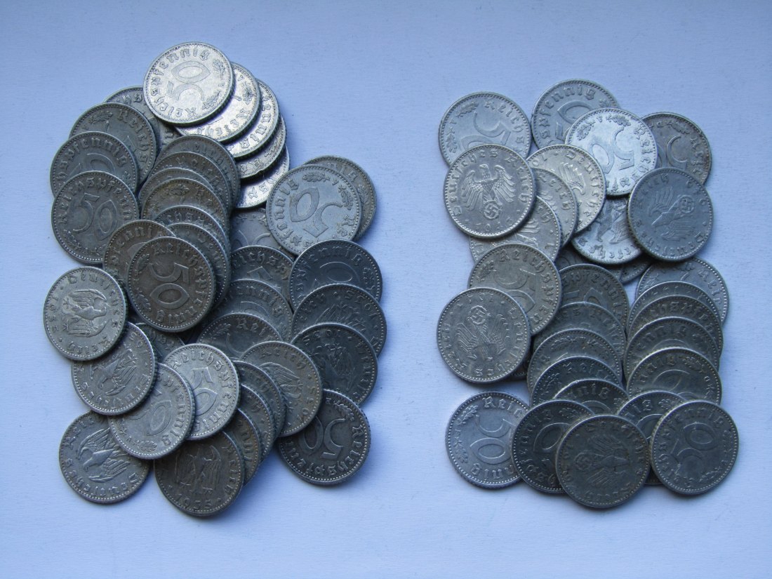  Deutsches Reich: 40 x 50 Pfennig (Jaeger 368) + 30 x 50 Pfennig (Jaeger 372)   