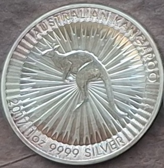  Australien, 1 Dollar, 2017 Elizabeth II Känguru, 1oz 9999 Silber (lose)   