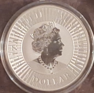  Australien, 1 Dollar, 2021 Elizabeth II Känguru, 1oz 9999 Silber (gekapselt)   