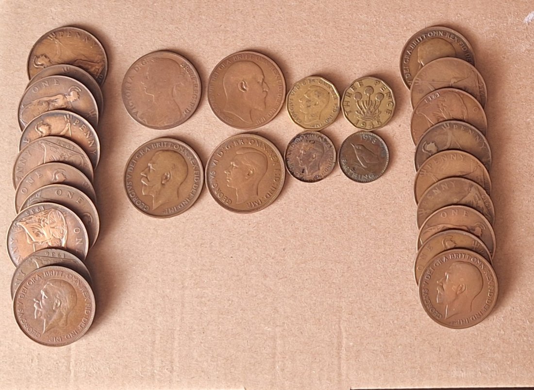  Großbritannien 1889-1948 / Konvolut Kleinmünzen 23xPenny/2xFarthing/2x3Pence 232 g   