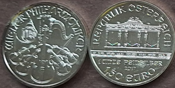  Österreich, 1,50 Euro, 2017 Wiener Philharmoniker, 1oz Feinsilber (lose) 1   