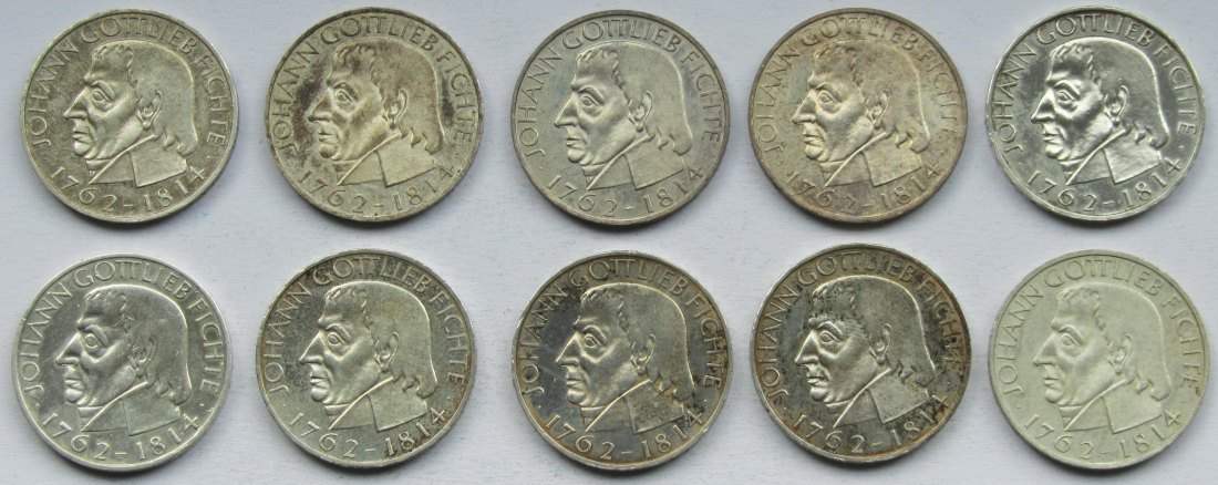  Deutschland: 5 DM Fichte 1964, 10 Stück   