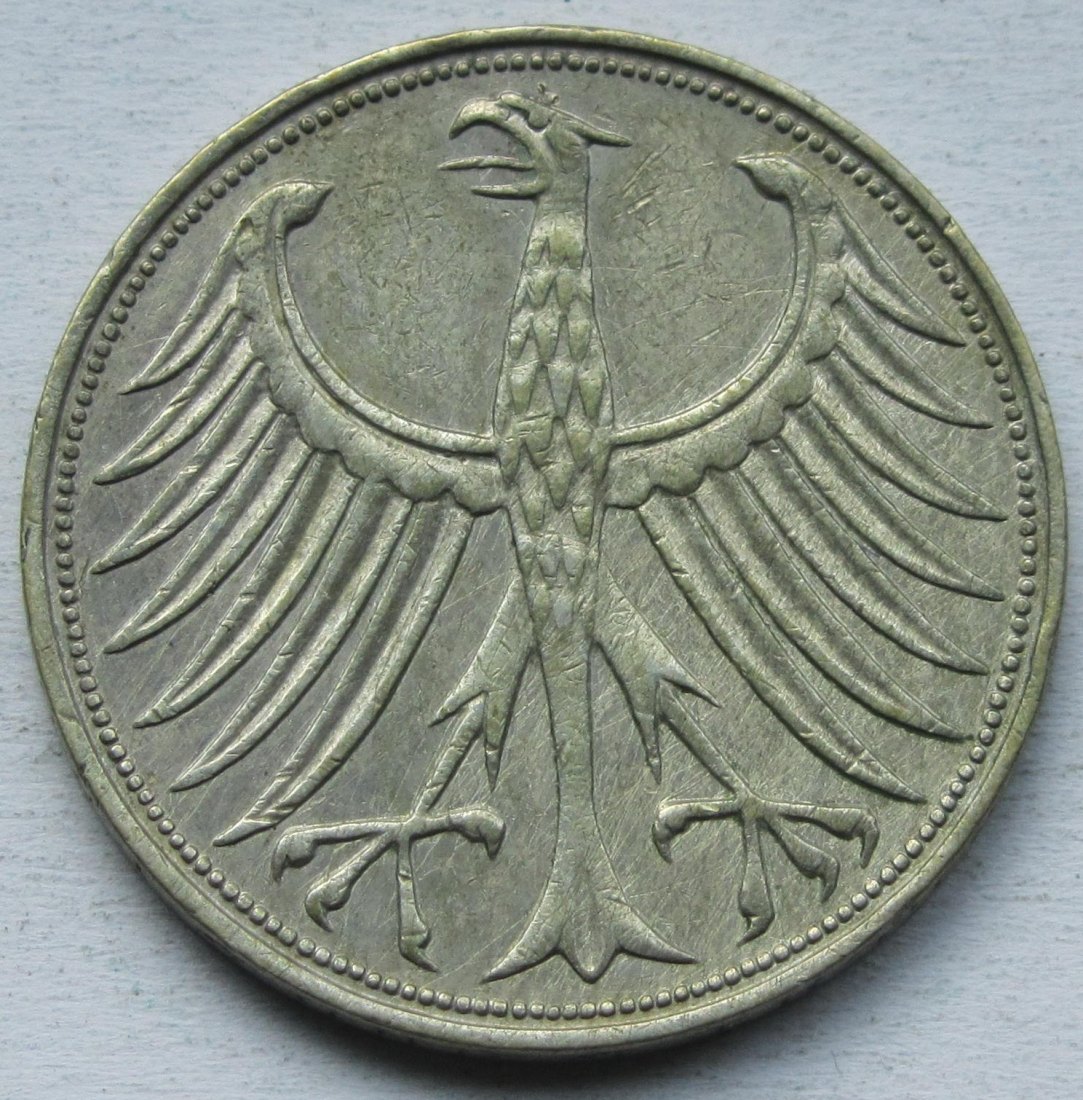  Deutschland: 5 DM 1958 J, seltener Jahrgang   