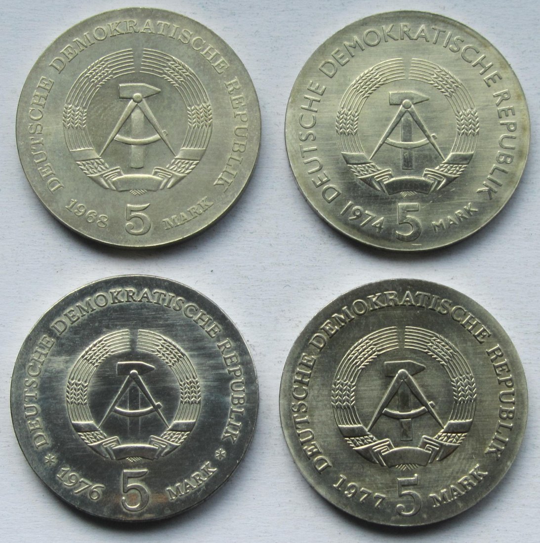  DDR: 4 x 5 Mark Koch 1968 + Reis 1974 + Schill 1976 + Jahn 1977   