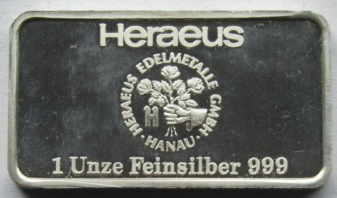  Silberunzen-Motivbarren Darmstadt von Heraeus   