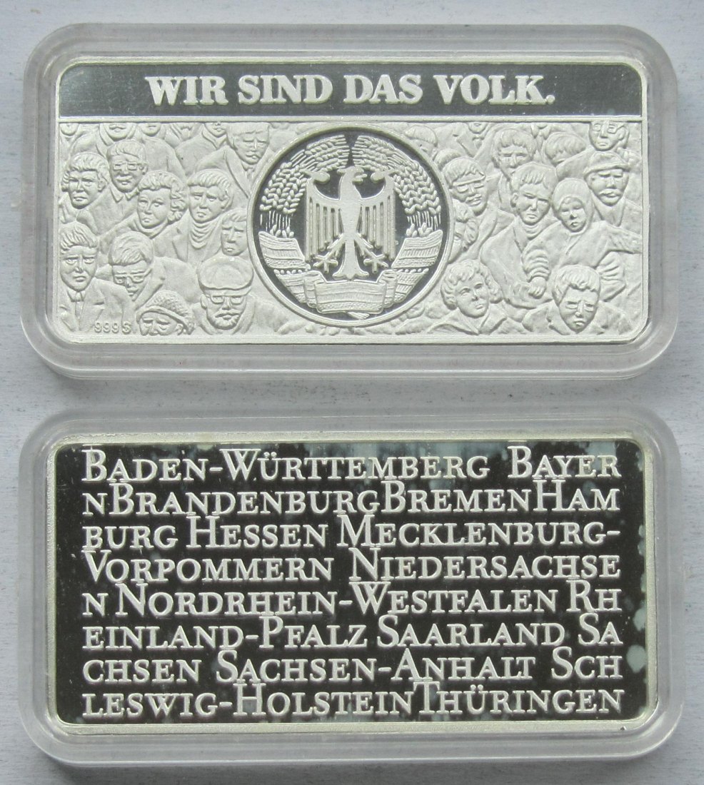  Zwei Silberunzen-Barren Deutsche Einheit   