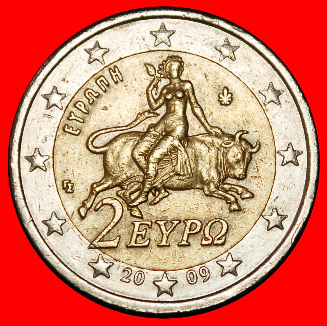  Ⰶ NON-PHALLIC TYPE (2007-2025):GREECE★2 EUROS 2009 ABDUCTION OF EUROPA! DIE I★LOW START★ NO RESERVE!   
