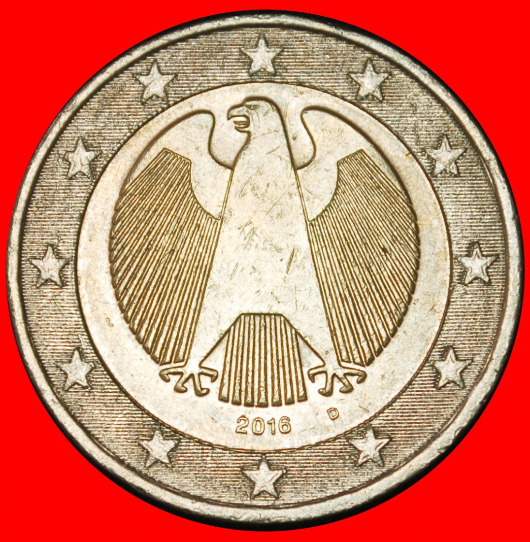 Ⰶ NON-PHALLIC TYPE (2008-2025): GERMANY ★ 2 EUROS 2016D BAVARIA DIE I!★LOW START★ NO RESERVE!