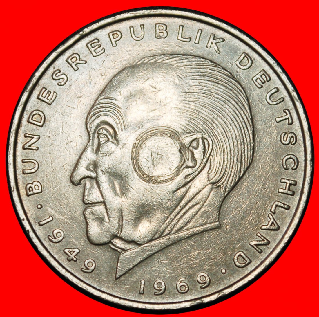 Ⰶ ADENAUER (1876-1967): GERMANY ★ 2 MARKS 1972D II A r1! BAVARIA! 1949-1969!★LOW START★ NO RESERVE!