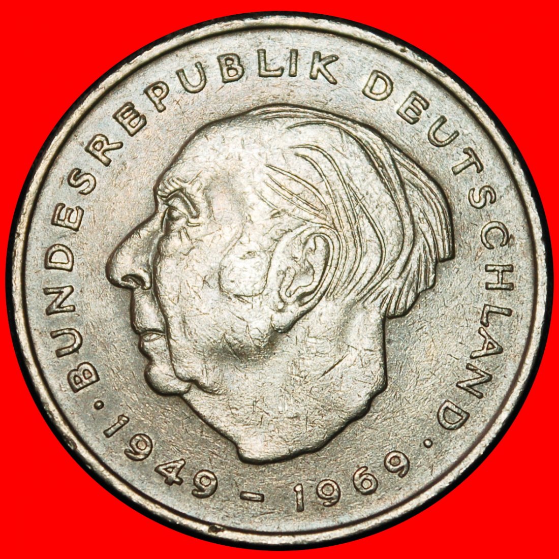  Ⰶ HEUSS (1884-1963): GERMANY ★ 2 MARKS 1974D BAVARIA 1949-1969! I A r2!★LOW START★ NO RESERVE!   
