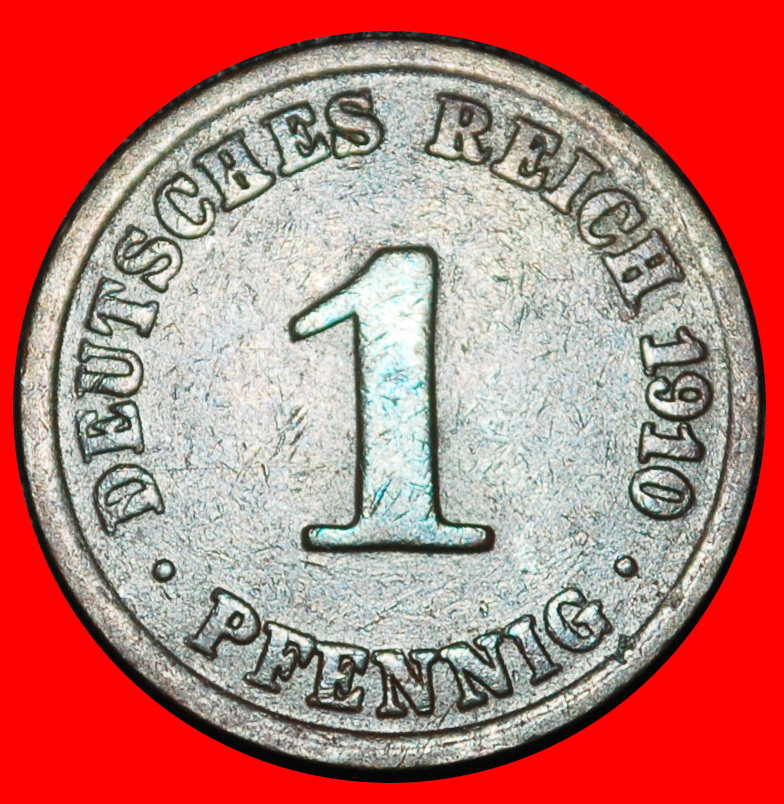  Ⰶ EAGLE (1890-1916): GERMANY ★1 PFENNIG 1910A PRUSSIA! WILLIAM II (1888-1918)★LOW START★ NO RESERVE!   