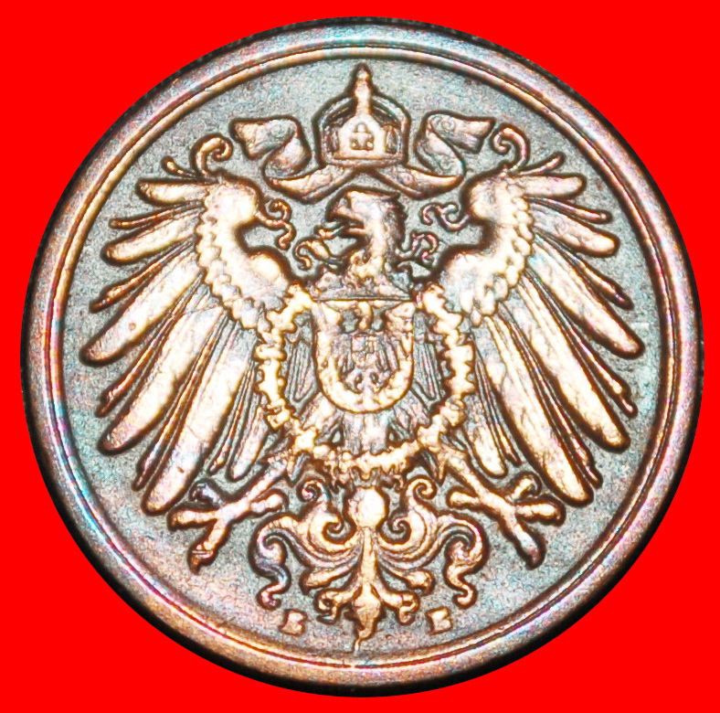  Ⰶ EAGLE (1890-1916): GERMANY ★ 1 PFENNIG 1910E SAXONY! WILLIAM II (1888-1918)★LOW START★ NO RESERVE!   