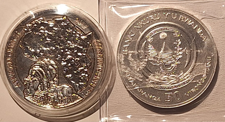  Ruanda (RWANDA), 50 Amafaranga, 2017, AFRICAN OUNCE, 1oz 999er Silber   