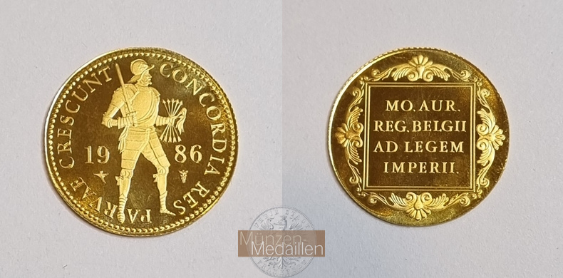Niederlande MM-Frankfurt  Feingold: 3,44g Dukat 1986 