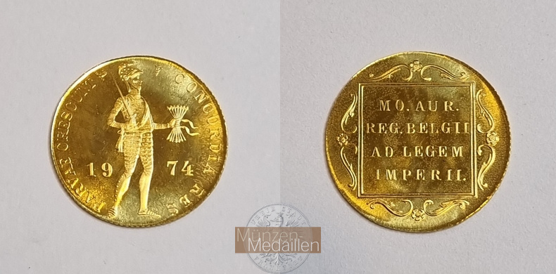 Niederlande Juliana 1949-1980 MM-Frankfurt  Feingold: 3,44g Dukat 1974 