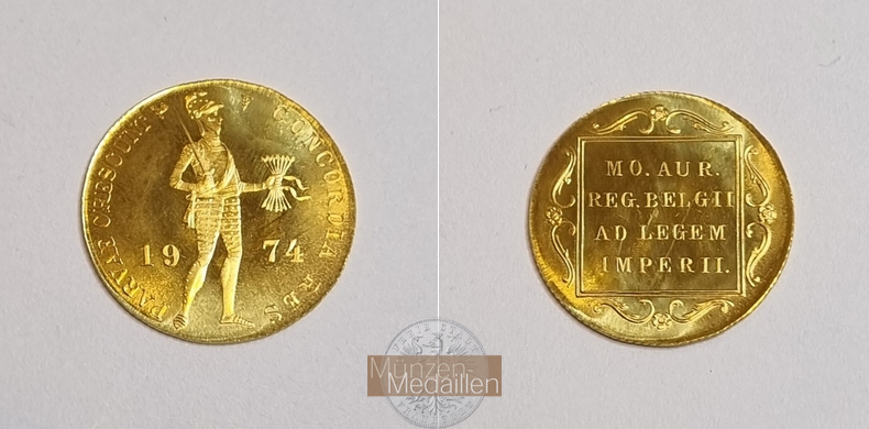 Niederlande Juliana 1949-1980 MM-Frankfurt  Feingold: 3,44g Dukat 1974 