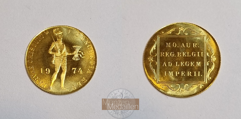 Niederlande Juliana 1949-1980 MM-Frankfurt  Feingold: 3,44g Dukat 1974 