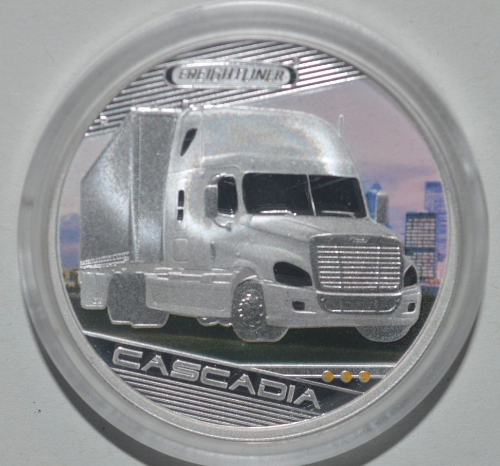  - kirofa - TUVALU - 2010 - KING OF THE ROAD FREIGHTLINER CASCADIA - 1 OZ SILVER 999 PROOF.PP.   