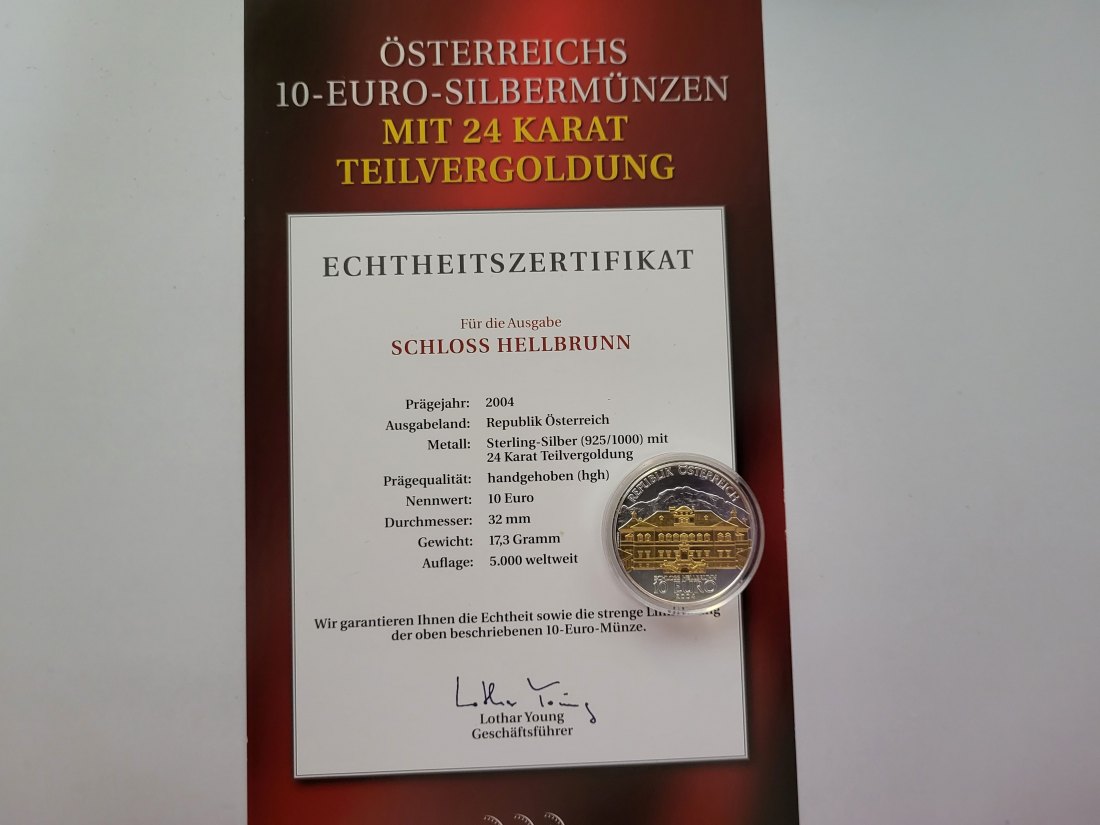  10 Euro 2004 Schloß Hellbrunn silber 925/16g fein Österreich Spittalgold9800 (4971/5   