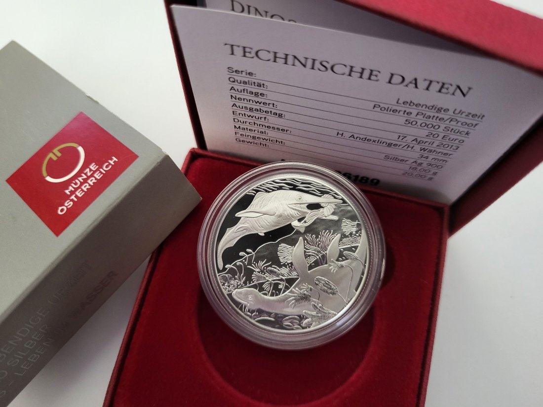  20 Euro 2013 Trias Leben im Wasser 900/18g fein silber Österreich Spittalgold9800 (5370   