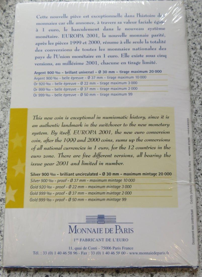  Frankreich 6,55957 Francs 2001   