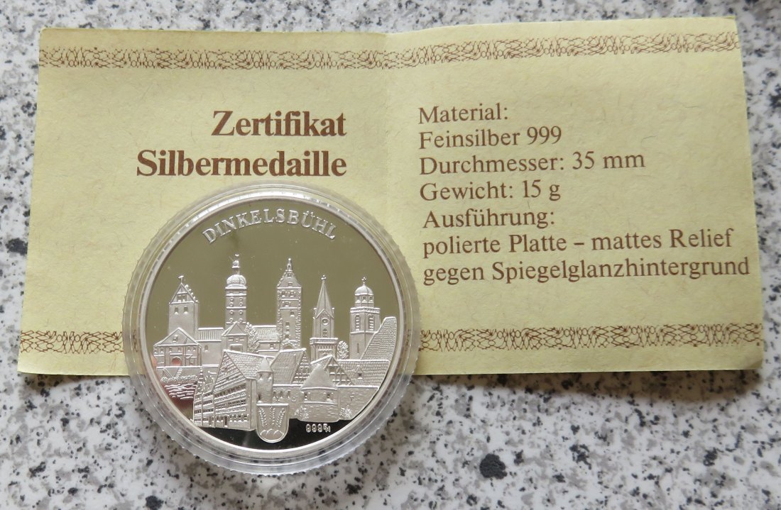  Dinkelsbühl Haymersturm - Volksbank Dinkelsbühl, 15 Gramm Feinsilber   