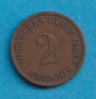  Kaiserreich 2 Pfennig 1906 D   