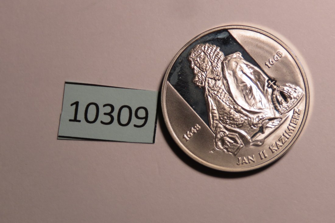  10309 Polen 2000 - 10 zt - Jan II Kasimir 1/2 - SILBER   