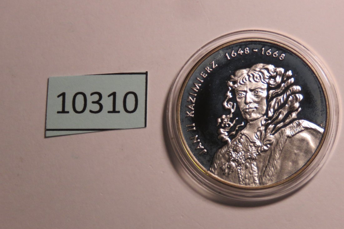  10310 Polen 2000 - 10 zt - Jan II Kasimir Porträt - SILBER   