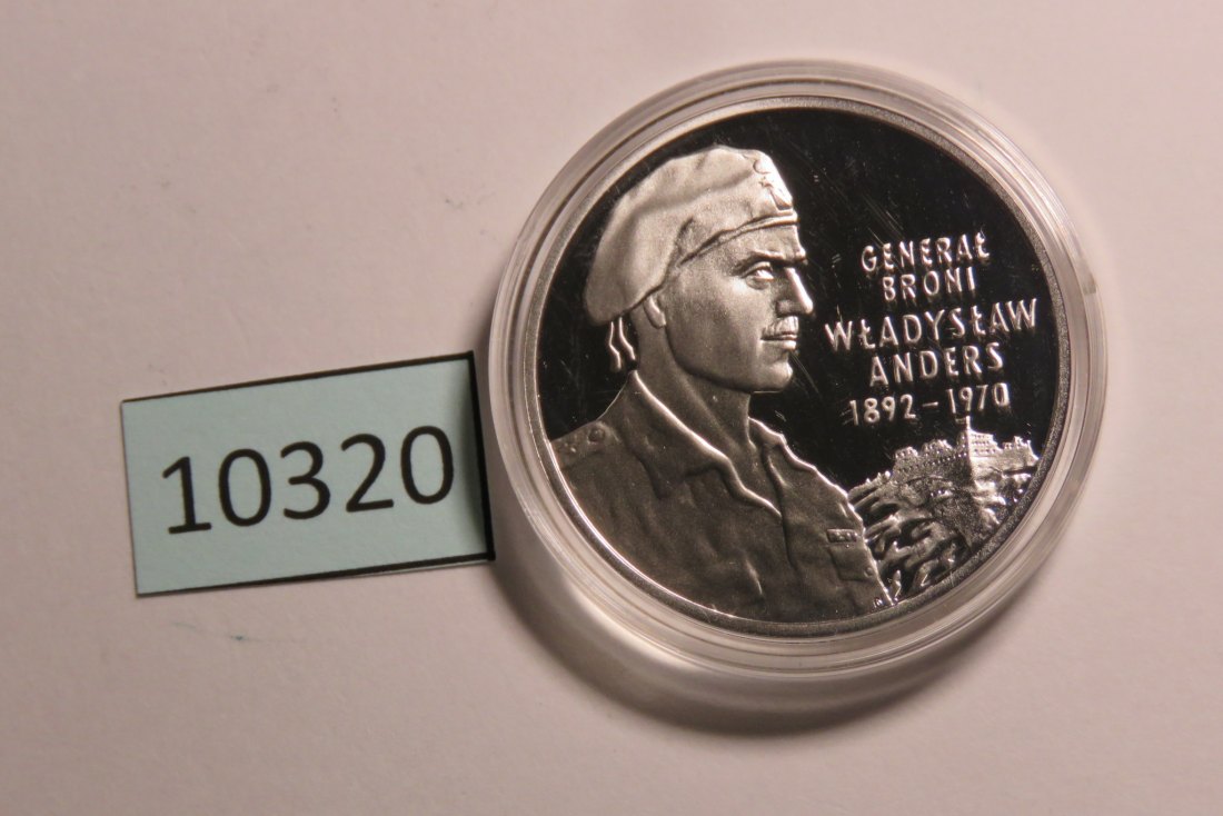  10320 Polen 2002 - 10 zt - General Anders - SILBER mit Farbe   