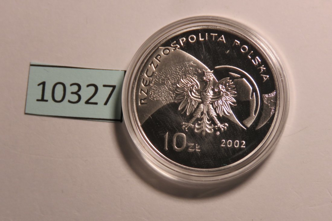  10327 Polen 2002 - 10 zt - Fußball WM - SILBER   