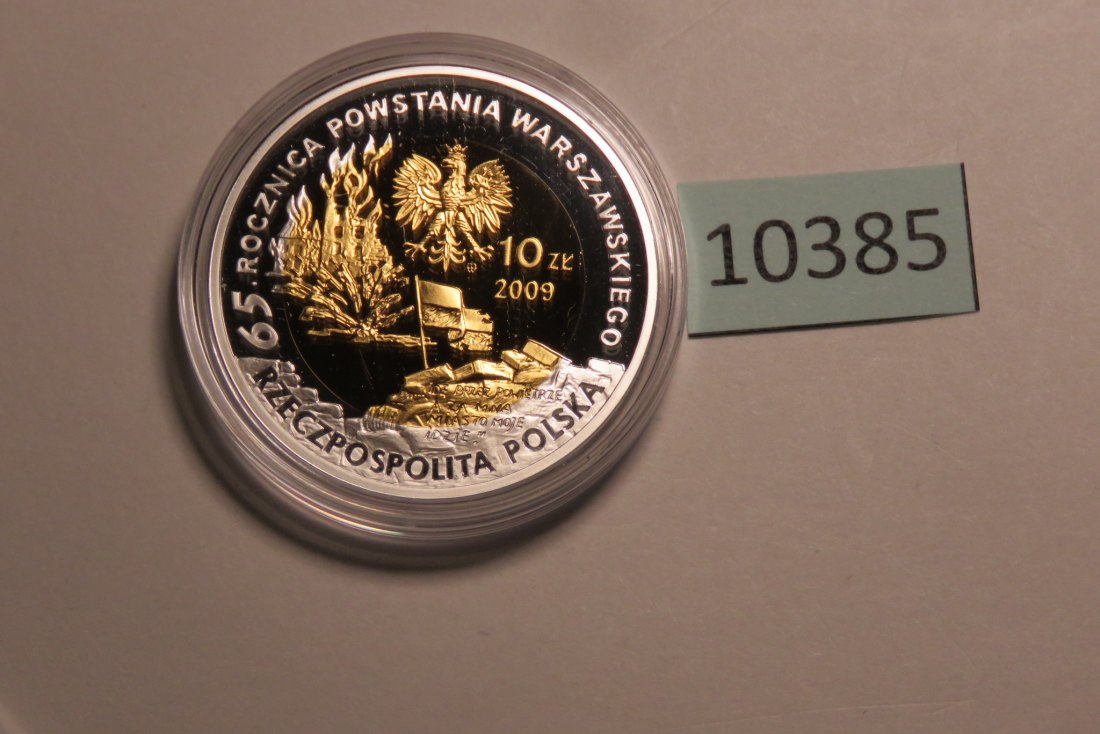  10385 Polen 2009 - 10 zt - Gajcy - SILBER mit Gold   