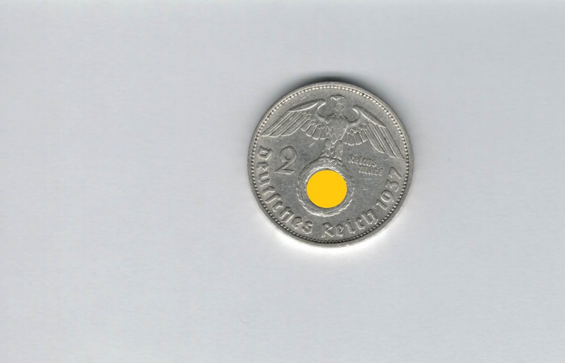  2 Mark 1937 F Paul von Hindenburg Reichsmark Ag 5g fein H´Kreuz Deutschland Spittalgold9800 (4976)   