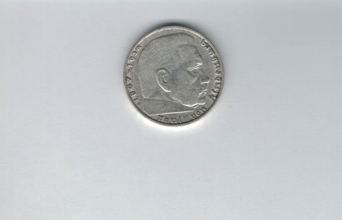  2 Mark 1937 F Paul von Hindenburg Reichsmark Ag 5g fein H´Kreuz Deutschland Spittalgold9800 (4976)   