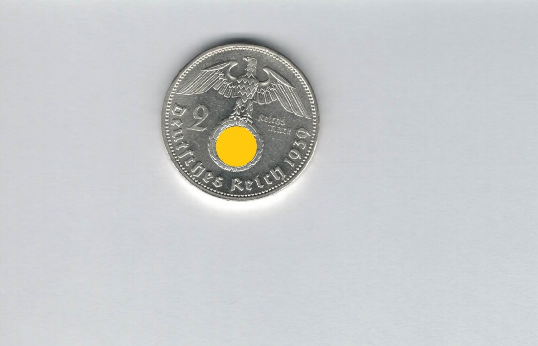  2 Mark 1939 A Paul von Hindenburg Reichsmark Ag 5g fein H´Kreuz Deutschland Spittalgold9800 (4976)   