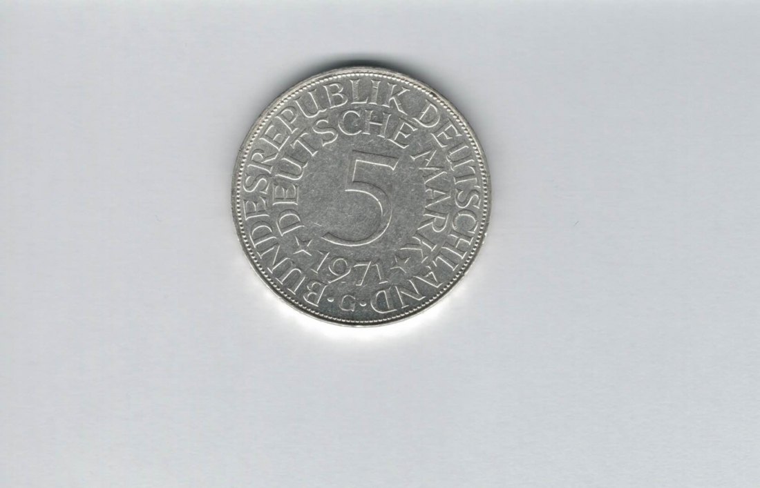  5 Mark 1971 G silber 7g fein BRD Deutschland Spittalgold9800 (4601   