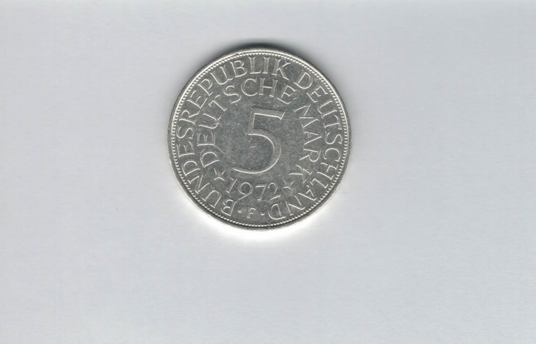  5 Mark 1972 F silber 7g fein BRD Deutschland Spittalgold9800 (4601   