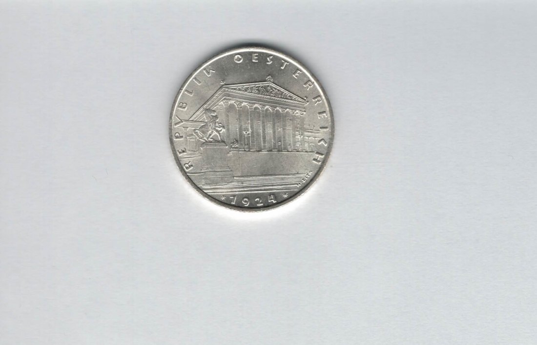  1 Schilling 1924 3,84g fein Ag 1. Rep Österreich Spittalgold9800 (4908   