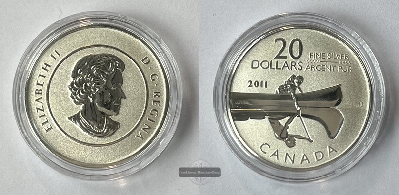  Kanada 2011 20 Dollars Canoe KM#1176 FM-Frankfurt Feinsilber: 7,95g   