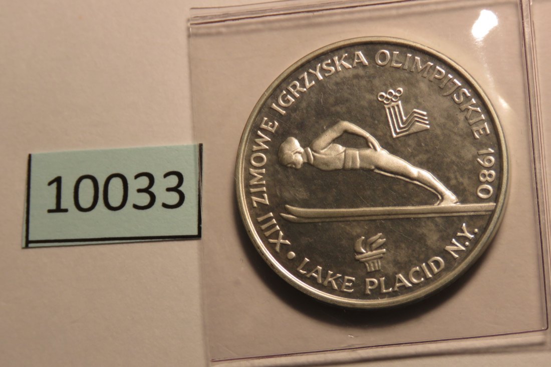  10033 Polen 1980 - 200 zt - Olympia Skispringen mit Fackel - SILBER   