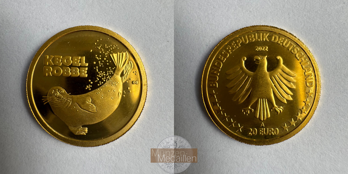  Deutschland 20 Euros (Grey Seal) 2022 A MM-Frankfurt KM#419 Feingold: 3,89g   