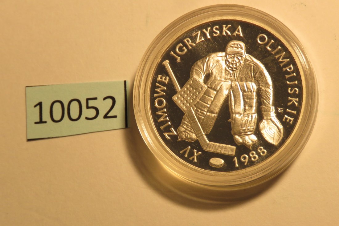  10052 Polen 1987 - 500 zt - Olympia Eishockey - SILBER   