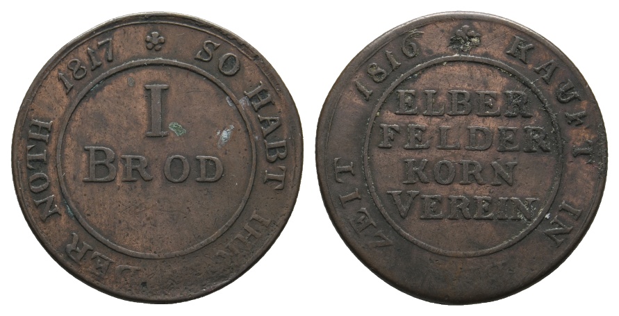  Marke; Elberfeld 1816; Brotmarke; Elberfelder Kornverein   